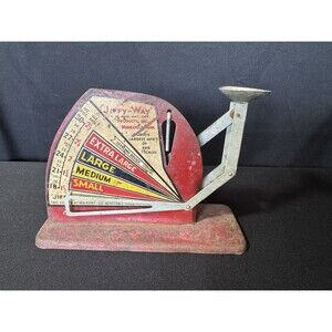 Vintage JIFFY WAY Mfg. Co Egg Scale  Red Metal Minneapolis,  Minn.
